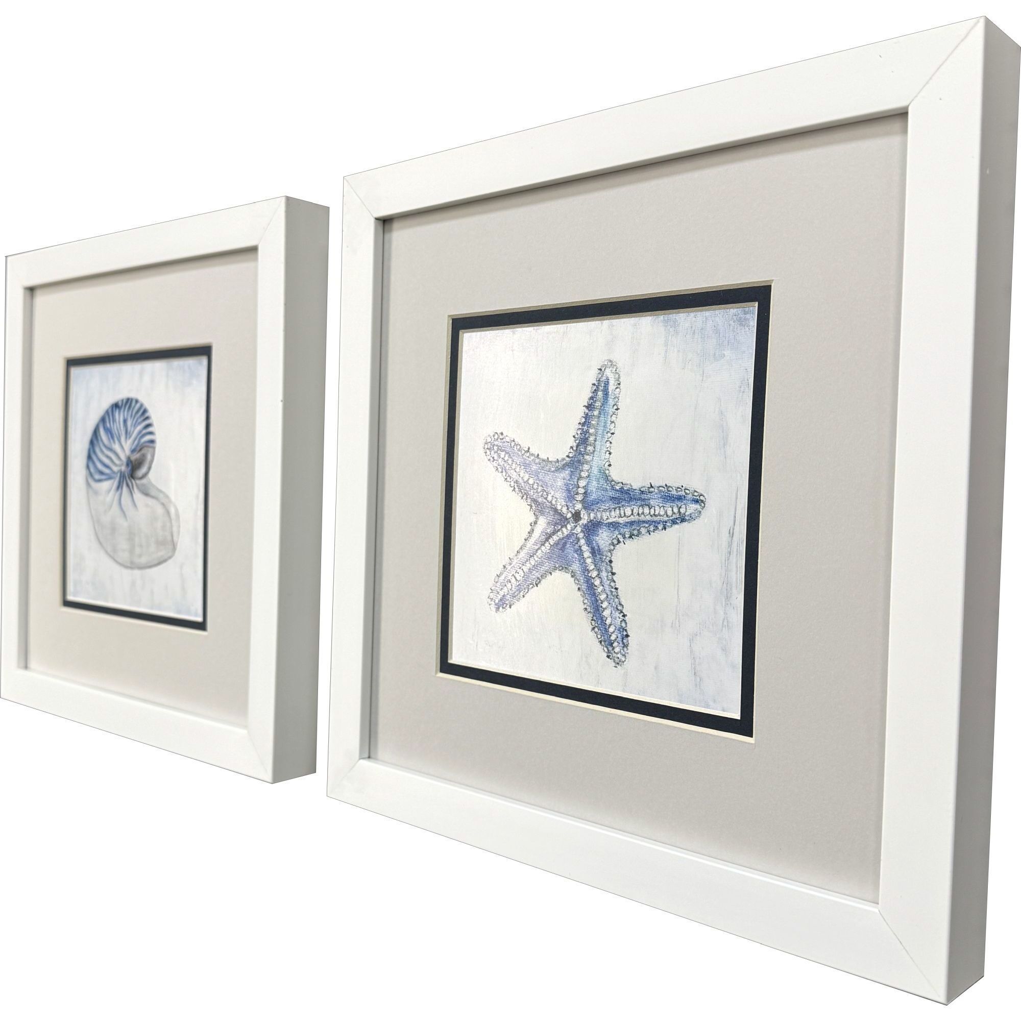 Azure Shell Blue and Gray Framed Art, Propac