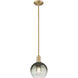Downtown Urban Brookhaven Globe 1 Light 7.88 inch Brushed Brass Mini Pendant Ceiling Light in Slate Glass