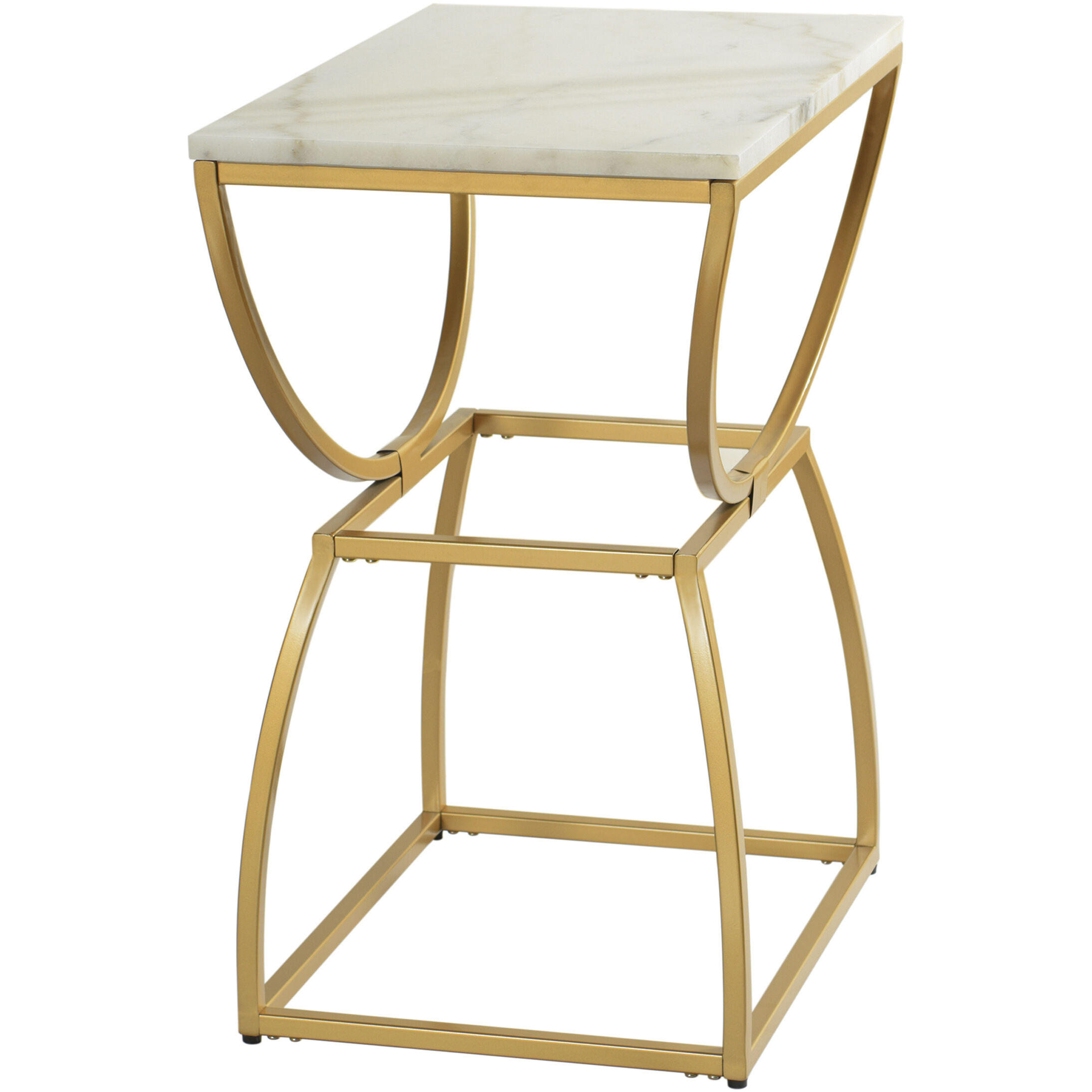 Loren 28 X 24 inch White and Gold Side Table