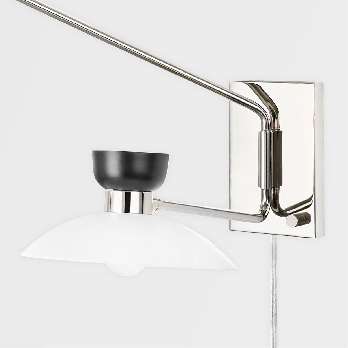 Whitley 60.00 watt Polished Nickel Swing Arm Wall Sconce Wall Light, Plug-In