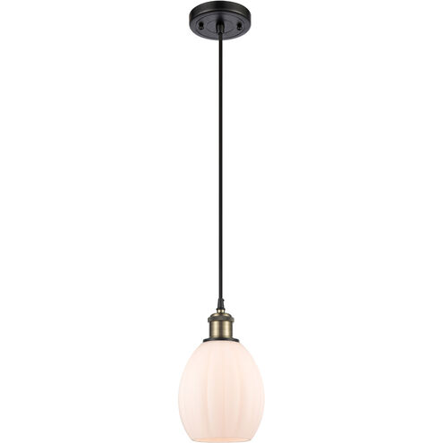 Ballston Eaton LED 6 inch Black Antique Brass Mini Pendant Ceiling Light, Ballston