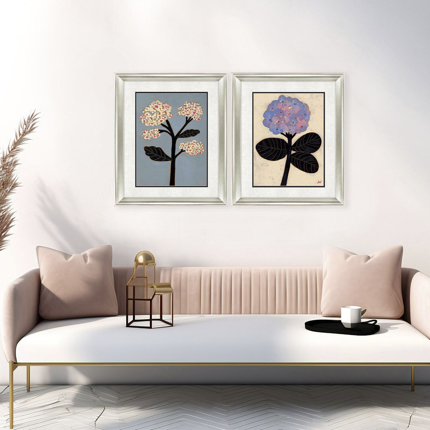Pastel Garden Black and Blue and Pink and White Framed Art, Propac