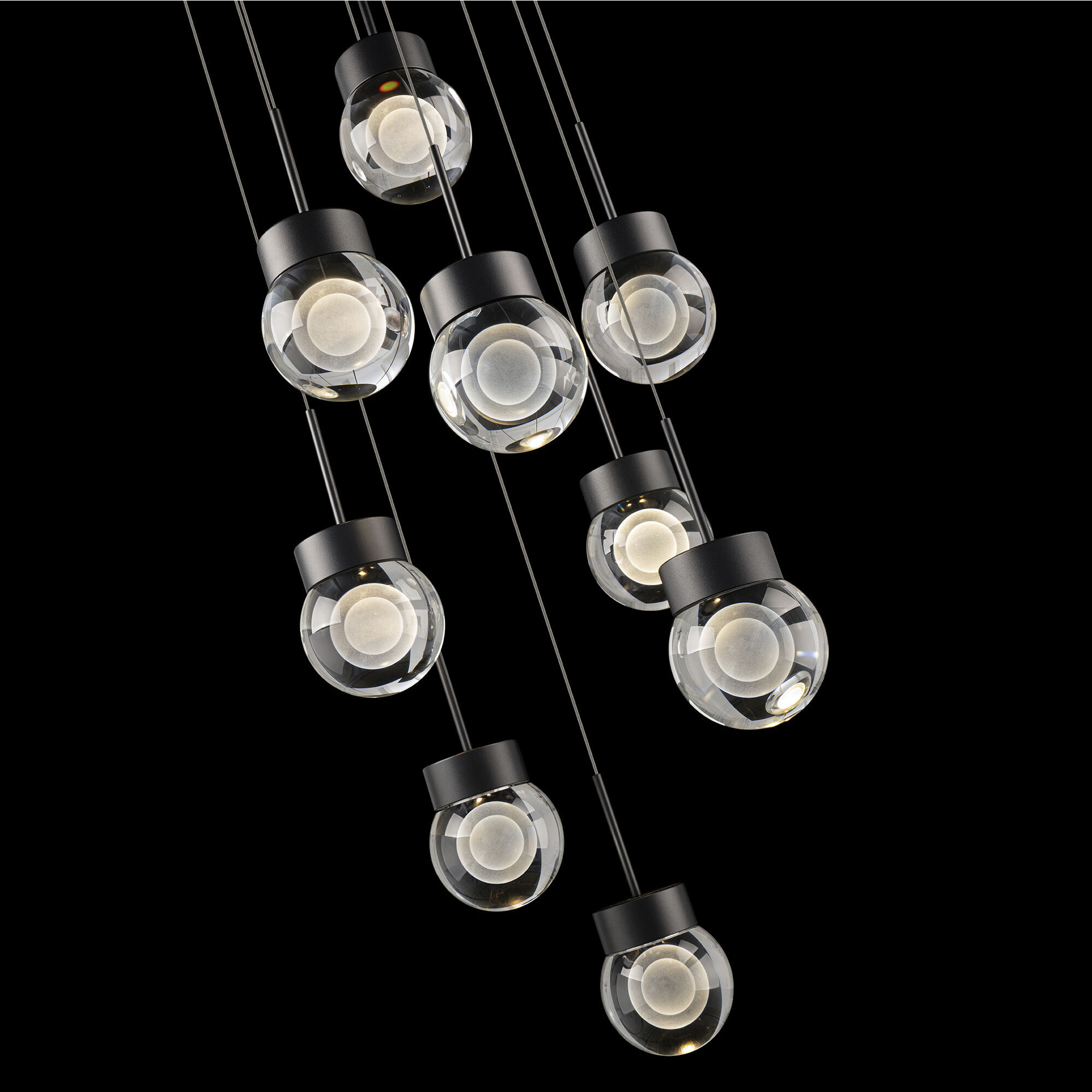 Double Bubble 9 Light 17 inch Black Multi-Light Pendant Ceiling Light