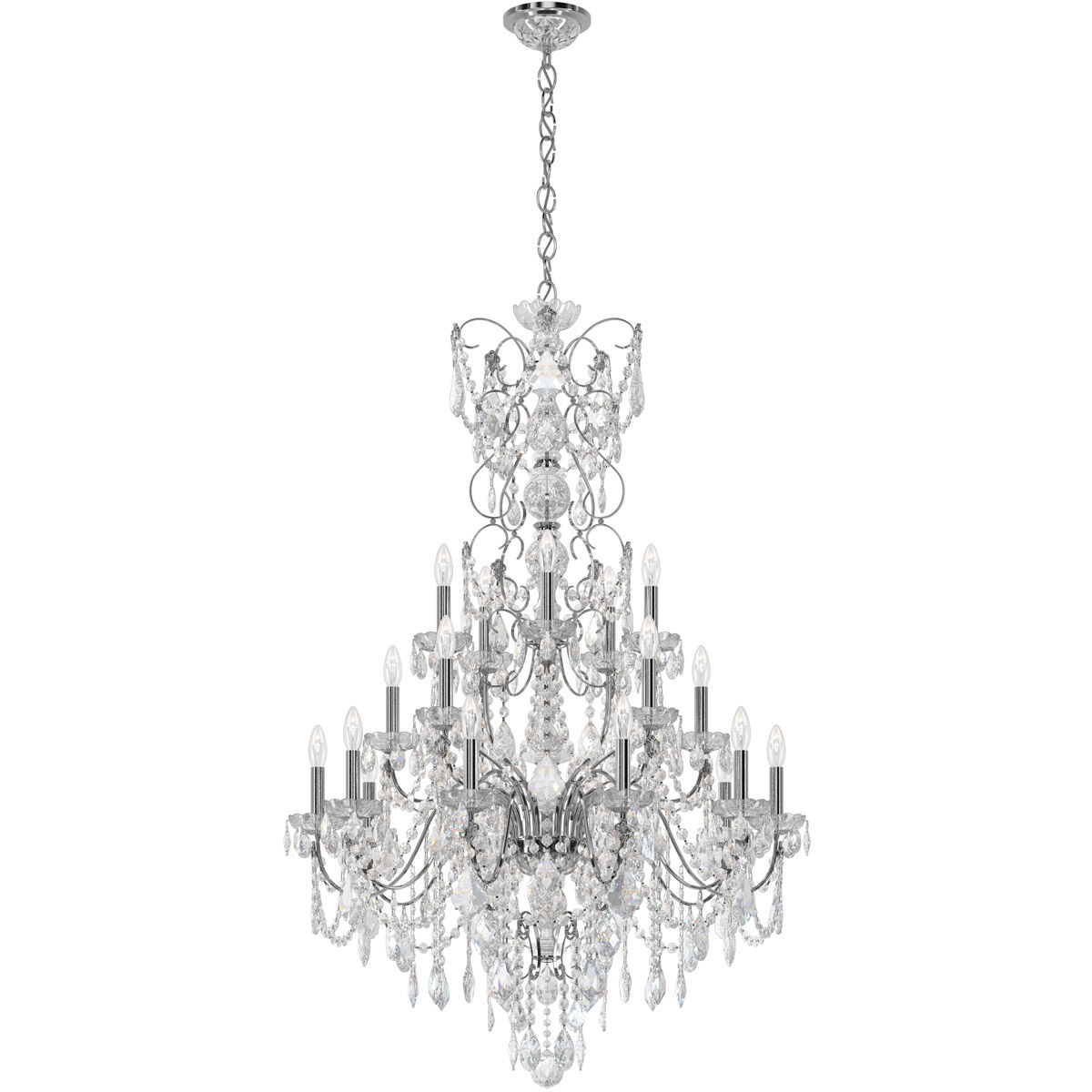 Century 20 Light 37 inch Polished Silver Chandelier Ceiling Light