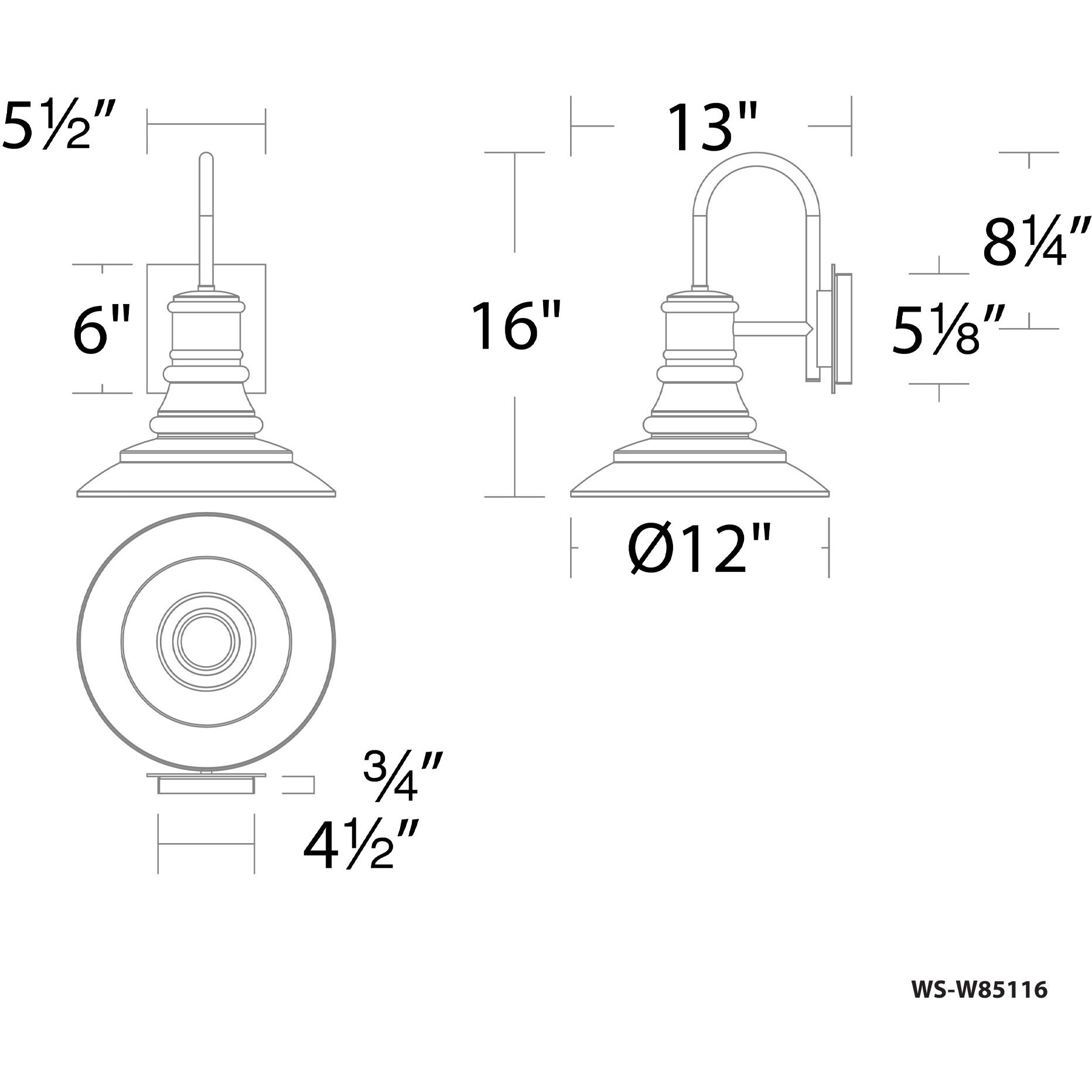 Nantucket LED 16 inch Black Outdoor Wall Light, dweLED