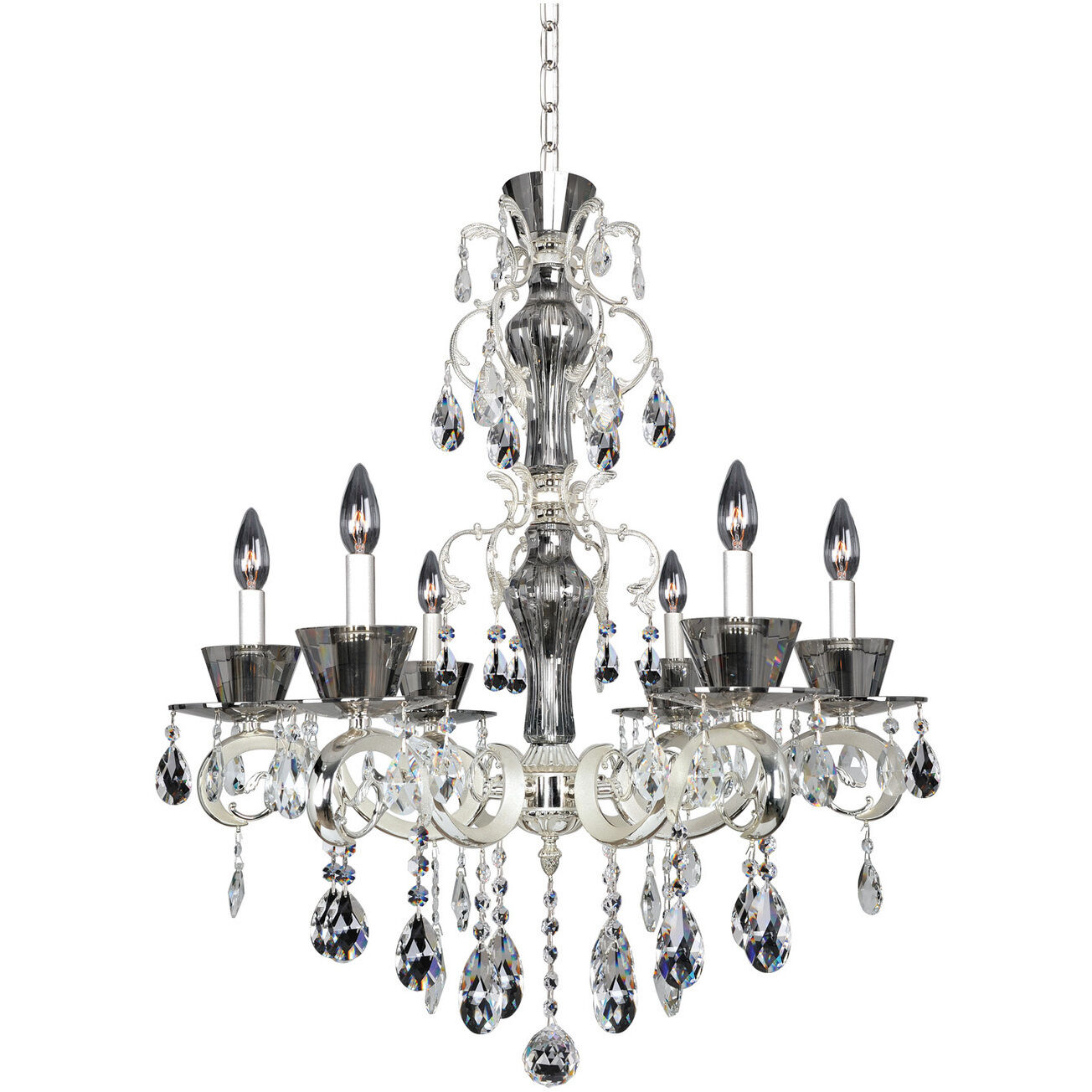 Locatelli 6 Light 29 inch Two Tone Silver Chandelier Ceiling Light in Firenze Clear