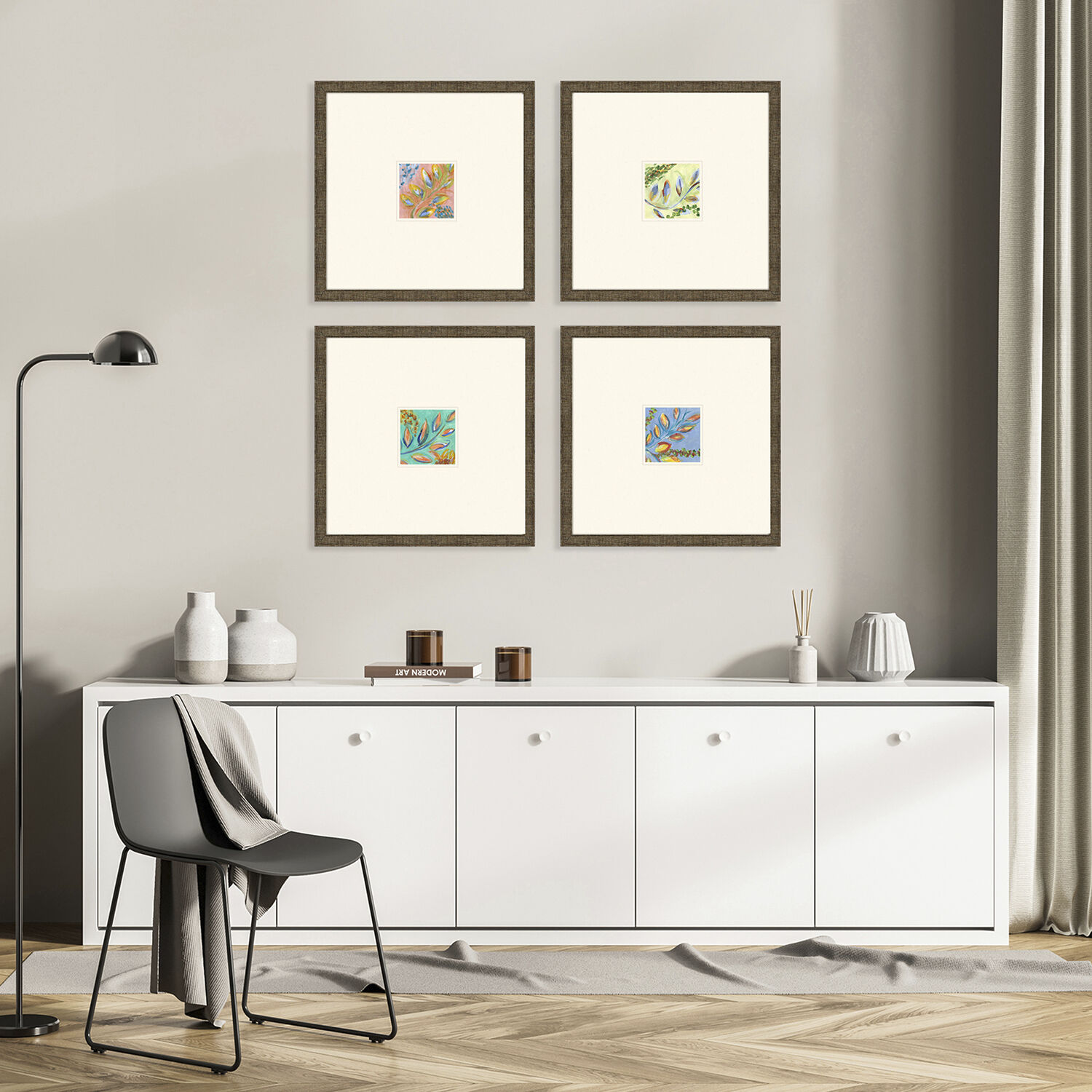 Botanica Blue and Black and Green and Orange Framed Art