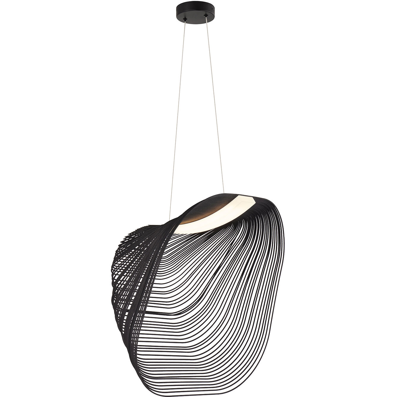 Eco Collection - Madera Family 23.75 inch Matte Black Pendant Ceiling Light in Black Wood, EVOLV