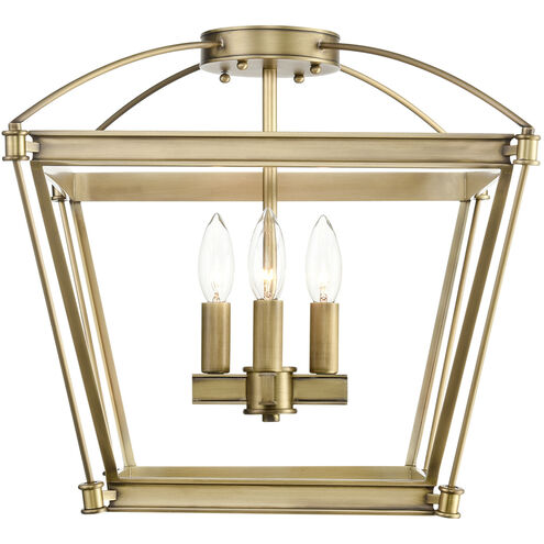 Manor 4 Light 16.63 inch Vintage Brass Semi Flush Mount Ceiling Light