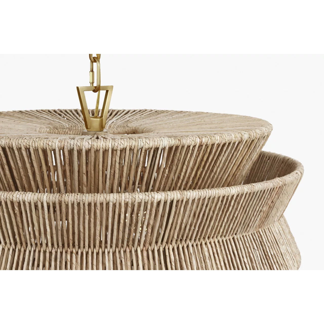 Chapman & Myers Antigua LED 30 inch Antique-Burnished Brass and Natural Abaca Chandelier Ceiling Light