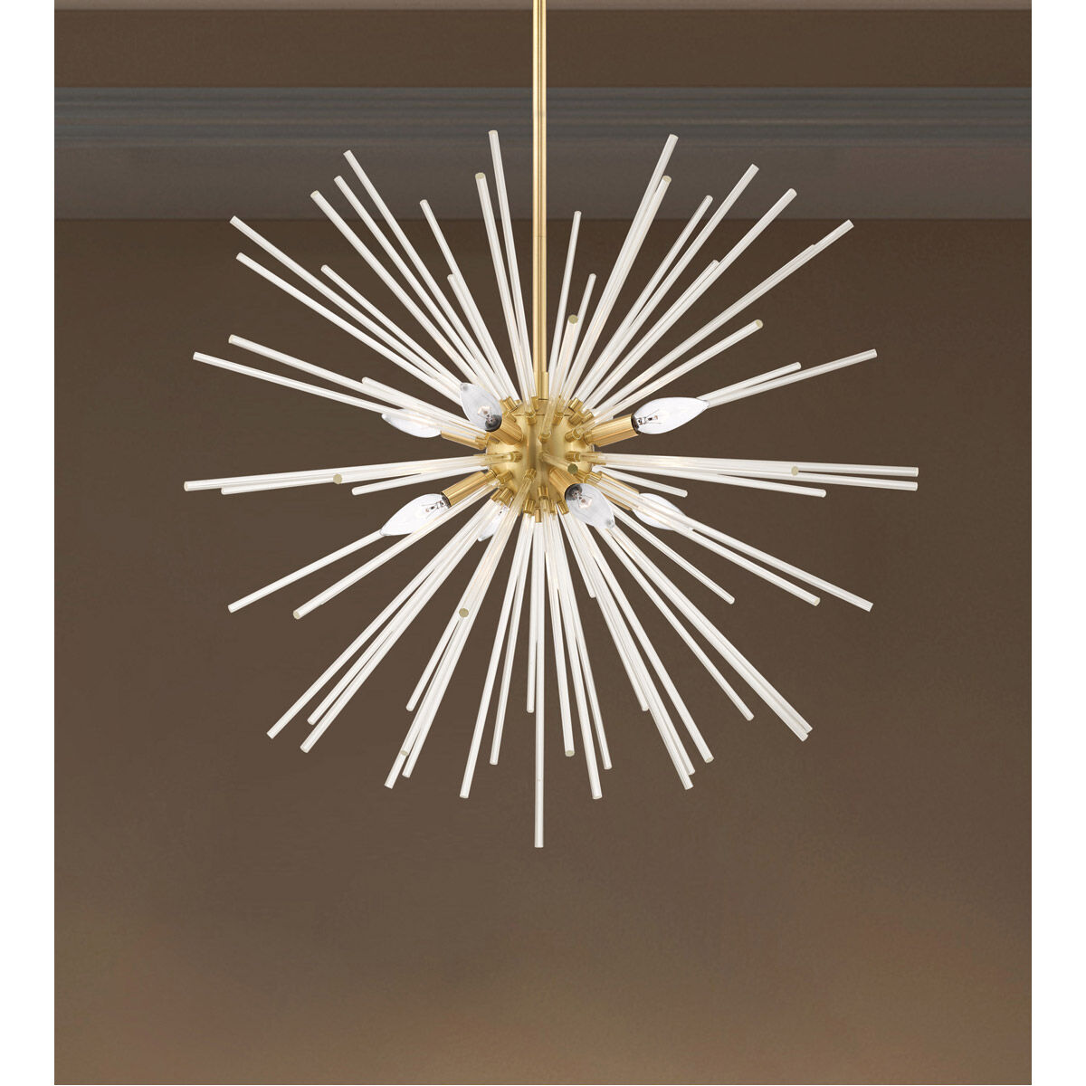 Utopia 8 Light 34 inch Satin Brass Pendant Chandelier Ceiling Light