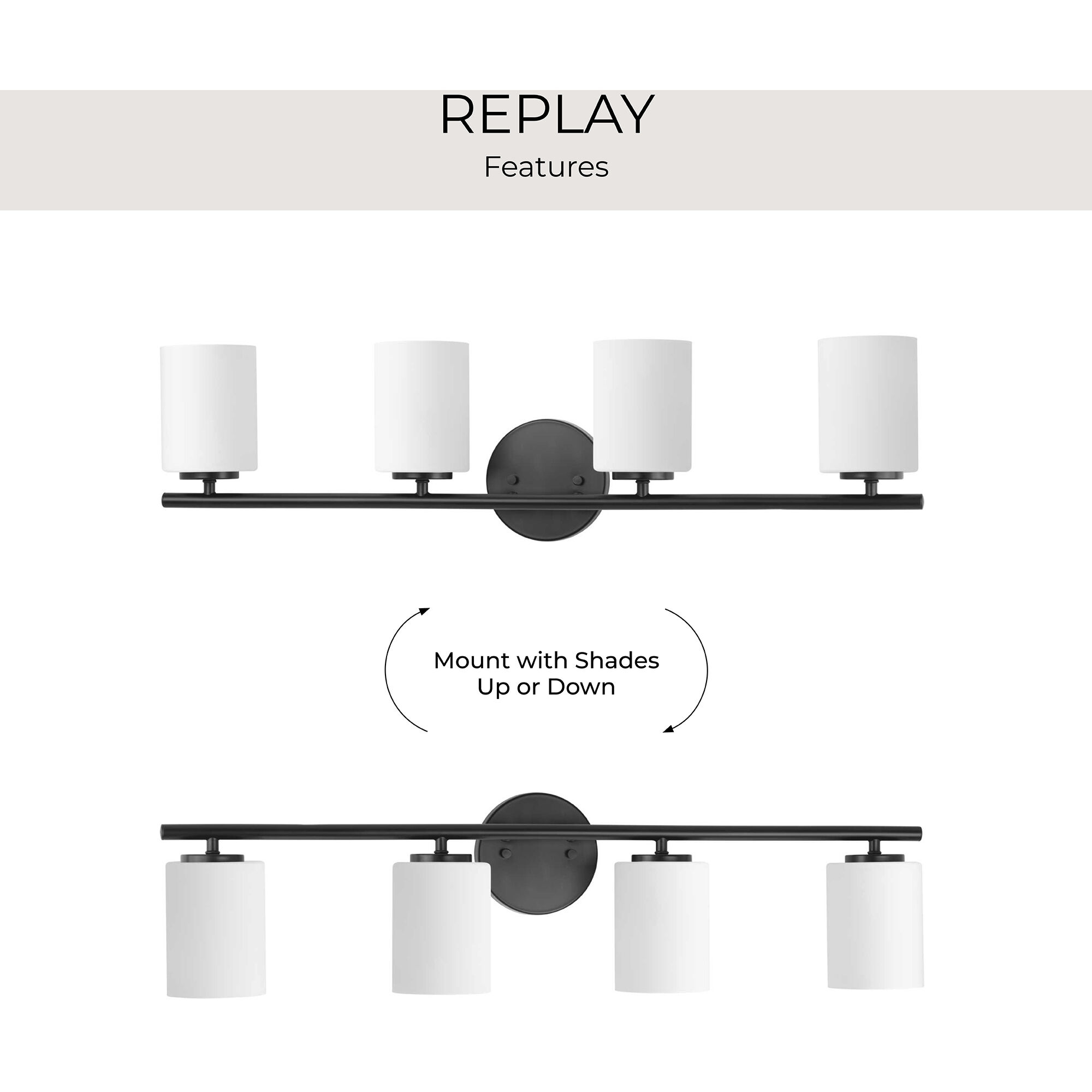 Replay 4 Light 31.13 inch Black Bath Vanity Wall Light