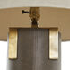Bronx 29 inch Brushed Antique Brass and Dark Brown Leather with Beige Linen Table Lamp Portable Light