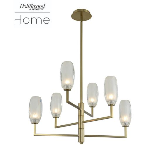 June LED 28 inch Winter Brass Chandelier Ceiling Light