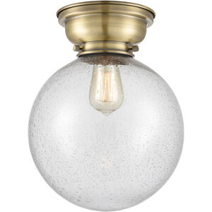 Aditi X-Large Beacon LED 10 inch Antique Brass Flush Mount Ceiling Light in Seedy Glass, Aditi