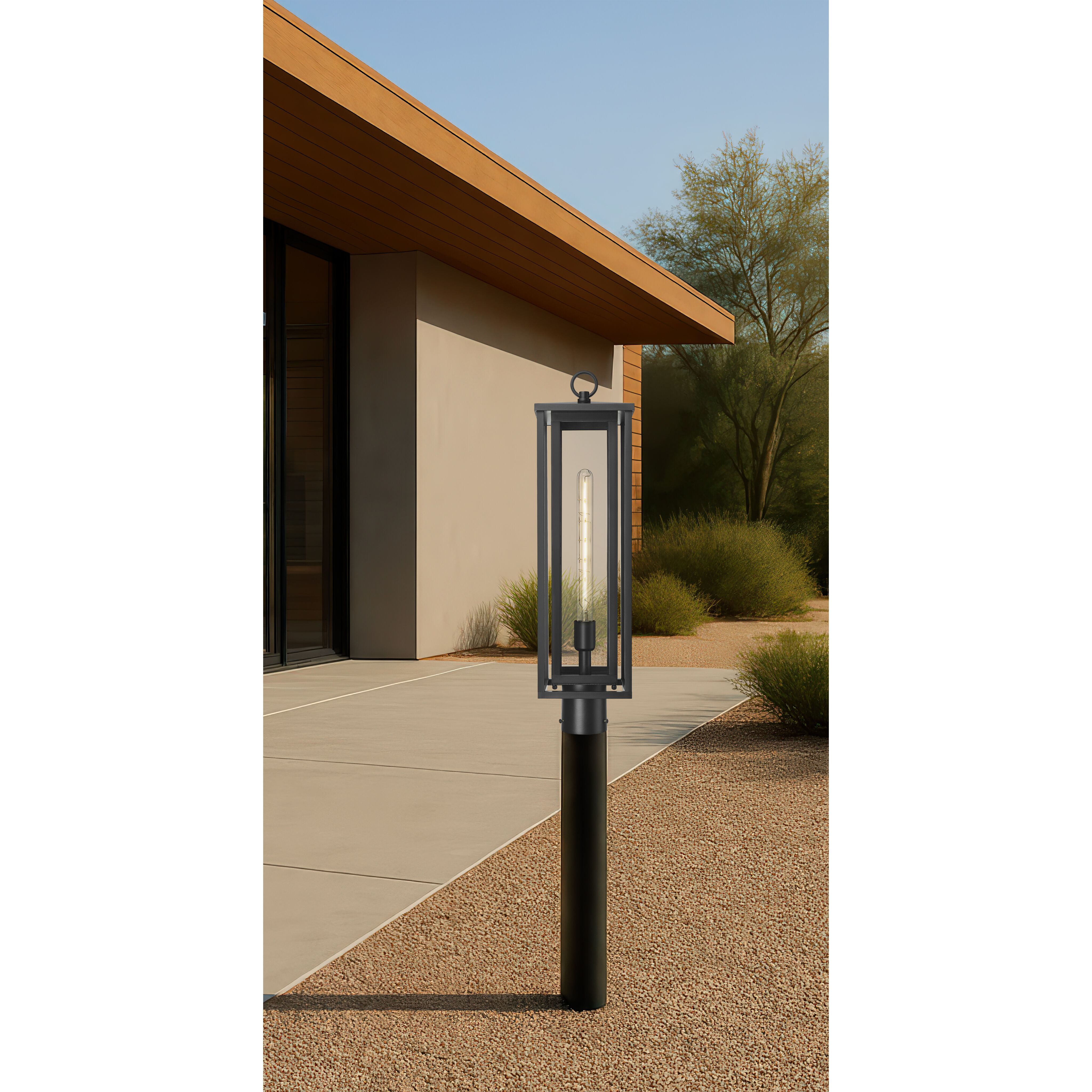 Ashland 1 Light 25.38 inch Matte Black Outdoor Post Lantern in Clear Glass
