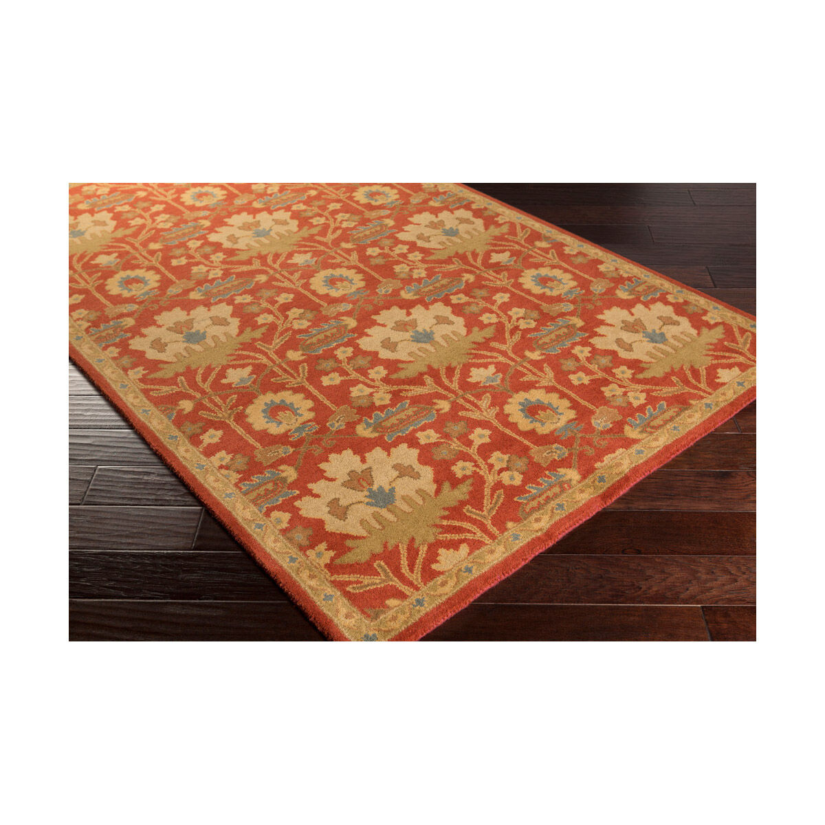 Caesar 120 X 96 inch Red and Green Area Rug, Wool