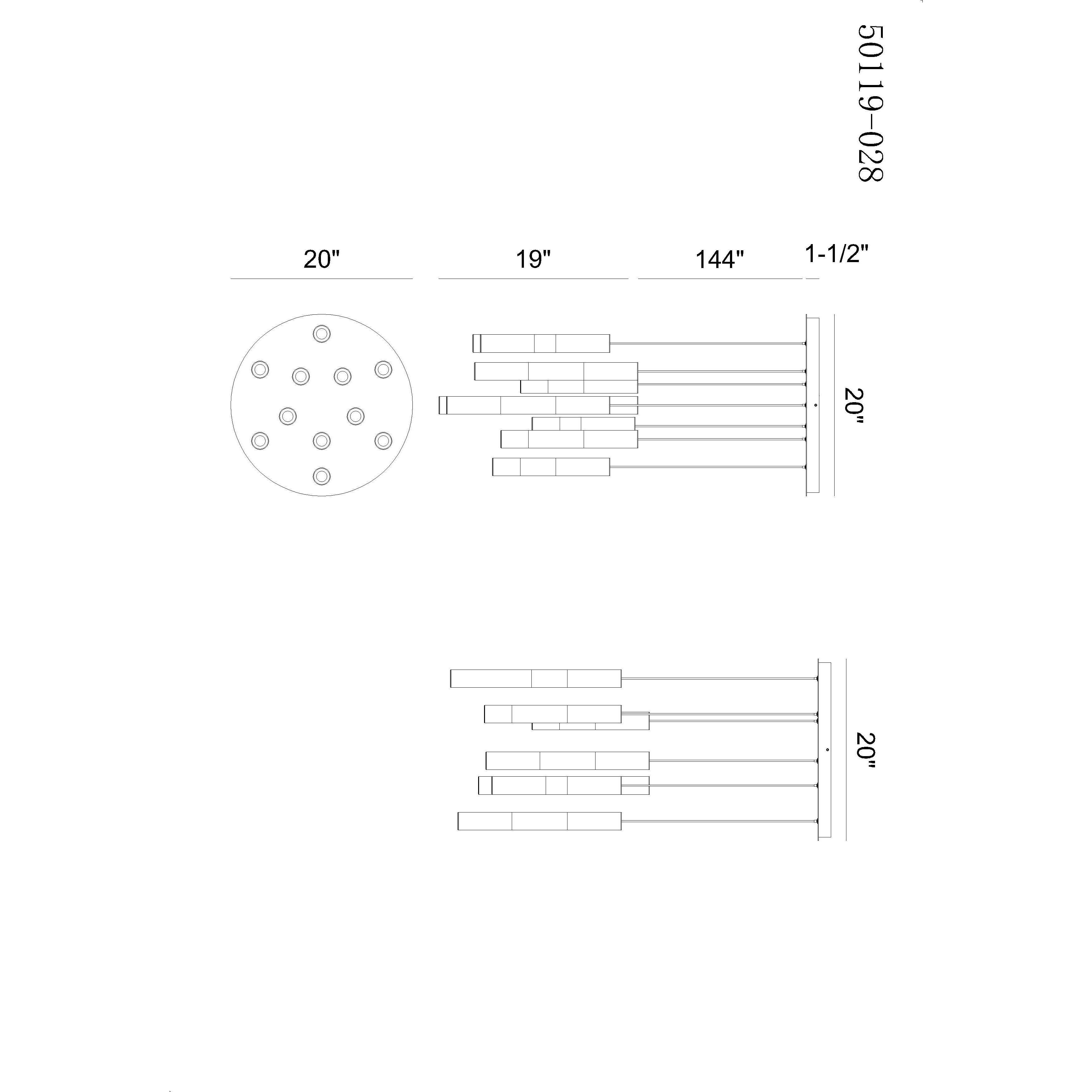 Ronda LED 20 inch Harlow Bronze Multi Drop Chandelier Ceiling Light