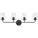 Kline 4 Light 33 inch Black Bath Wall Light in Clear