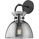 Alora Mood Waldo 1 Light 8.75 inch Matte Black Bath Vanity Light Wall Light in Smoke Glass
