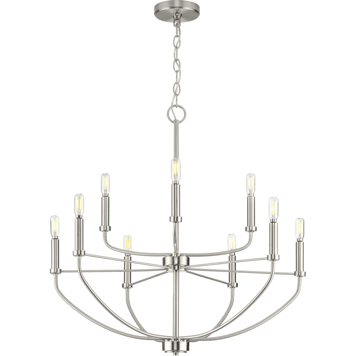Leyden 9 Light 28 inch Brushed Nickel Chandelier Ceiling Light
