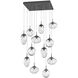 Cosmos LED LED Graphite Chandelier Ceiling Light, Square Multi-Port