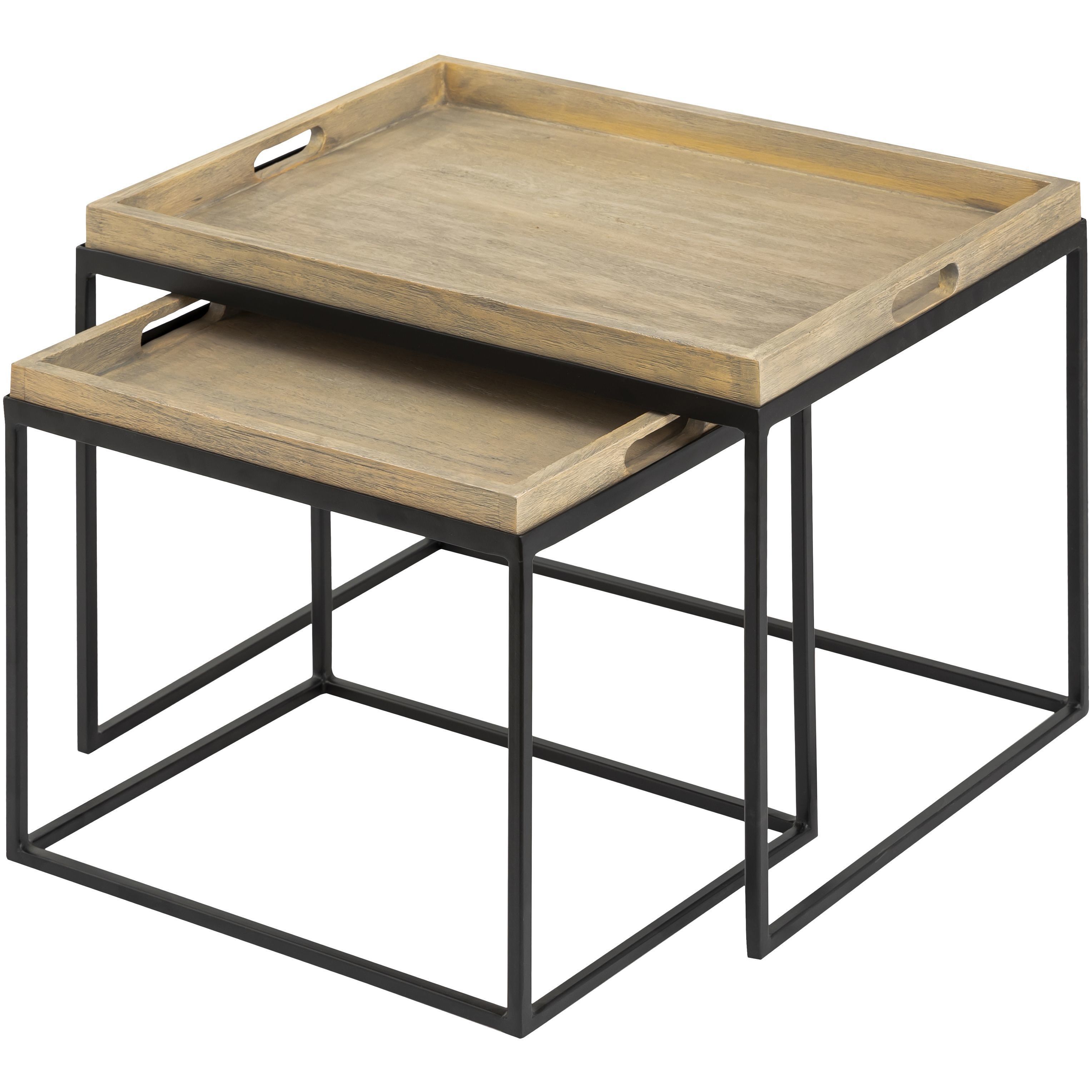 Akin 24 X 18 inch Natural with Black Accent Table, Set of 2
