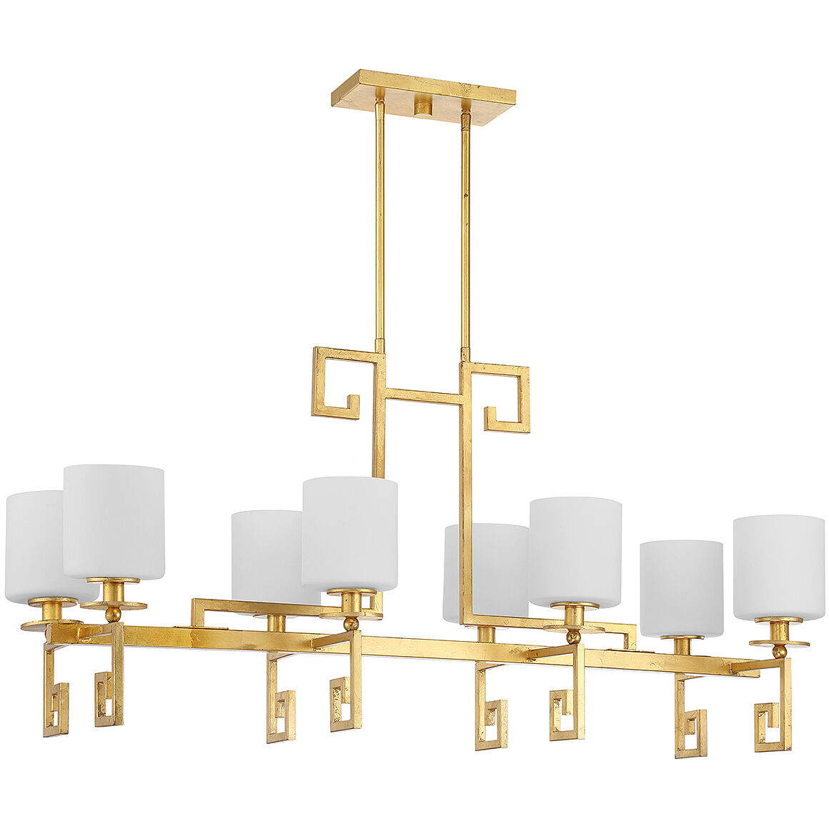 Quatrain 8 Light 41.25 inch True Gold Linear Chandelier Ceiling Light