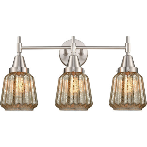Caden 3 Light 24 inch Satin Nickel Bath Vanity Light Wall Light in Seedy Glass