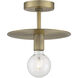 Bizet 1 Light 10 inch Vintage Brass Semi Flush Mount Fixture Ceiling Light