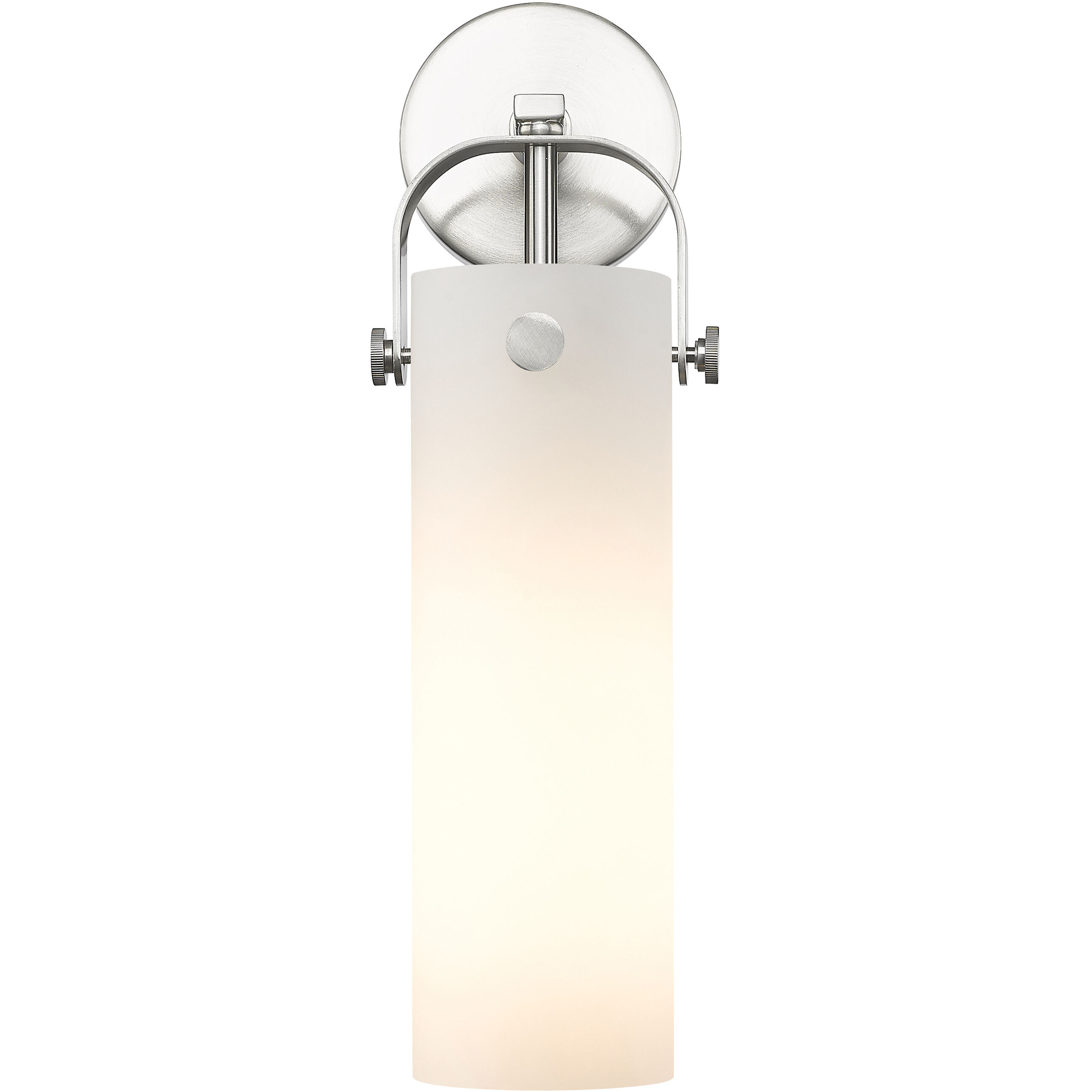 Downtown Urban Pilaster Armed Sconce Wall Light in Satin Nickel, Matte White