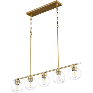 Voln 5 Light 41 inch Aged Brass Linear Pendant Ceiling Light