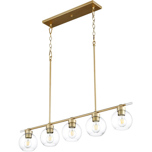 Volan 5 Light 41 inch Aged Brass Linear Pendant Ceiling Light