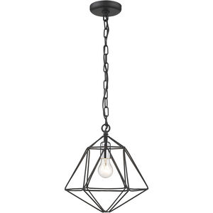 Geo 1 Light 11.75 inch Matte Black and Chrome Pendant Ceiling Light