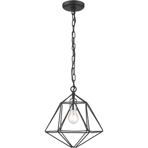 Geo 1 Light 11.75 inch Matte Black and Chrome Pendant Ceiling Light