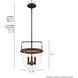 Karloff 3 Light 11.75 inch Textured Rust Pendant Ceiling Light