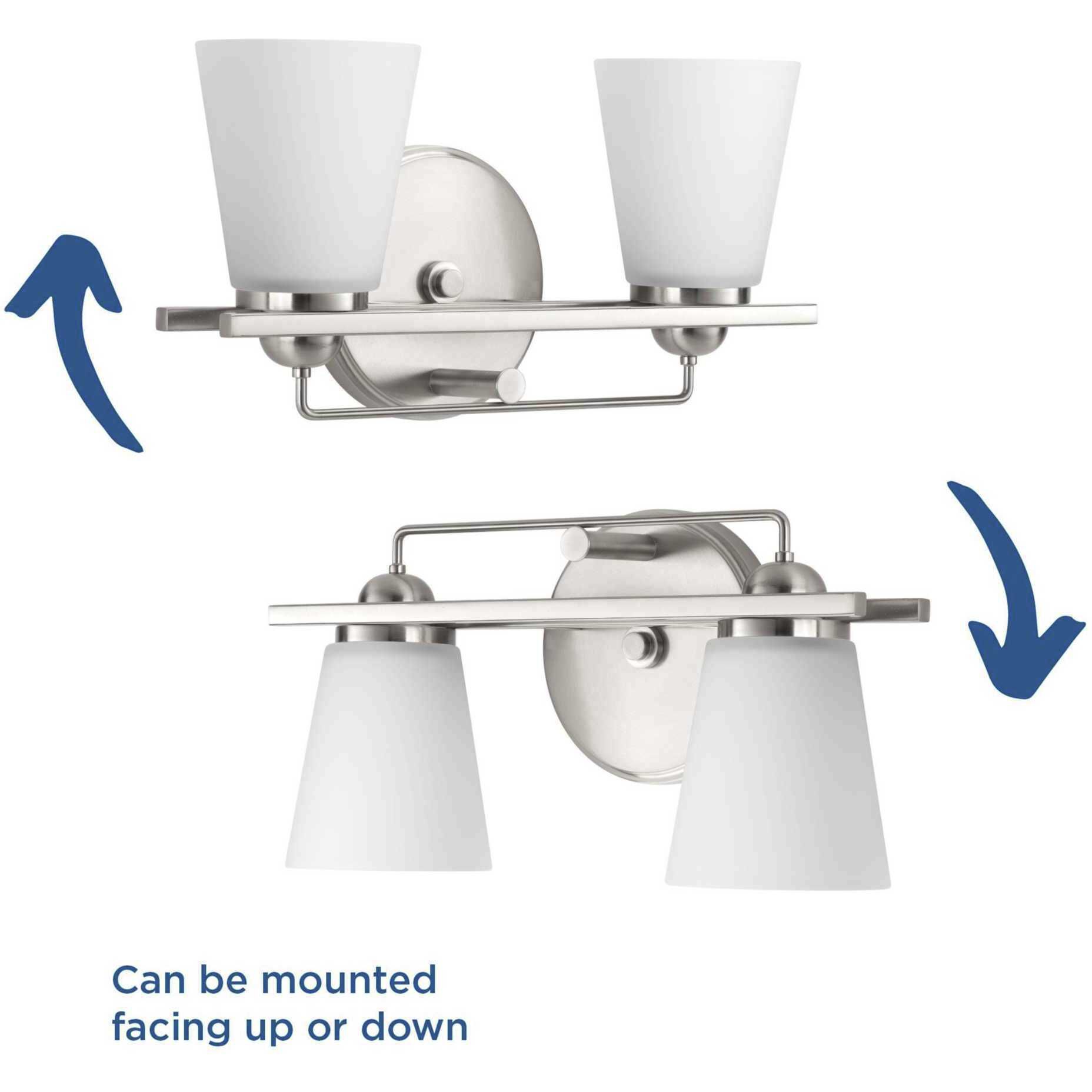 Flight 2 Light 16 inch Brushed Nickel Bath Vanity Wall Light, Design Series