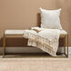 Shelby White Hide and Antique Brass Metal Bench