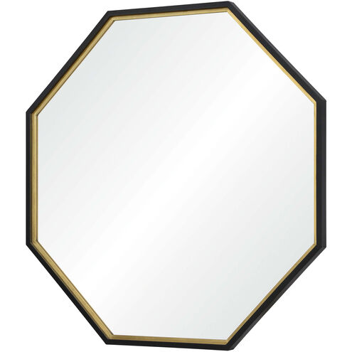 Octo 45 X 45 inch Black Painted and Gold Leaf Wall Mirror, Large Octagon