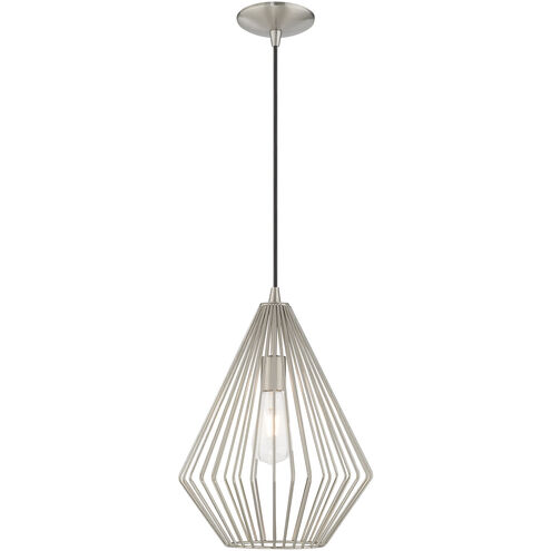 Geometric 1 Light 12 inch Brushed Nickel Mini Pendant Ceiling Light