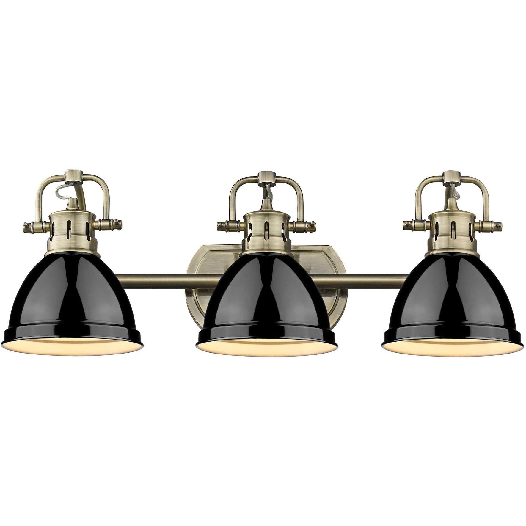 Yep Duncan Vanity Wall Light in Aged Brass, Black