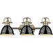 Yep Duncan Vanity Wall Light in Aged Brass, Black
