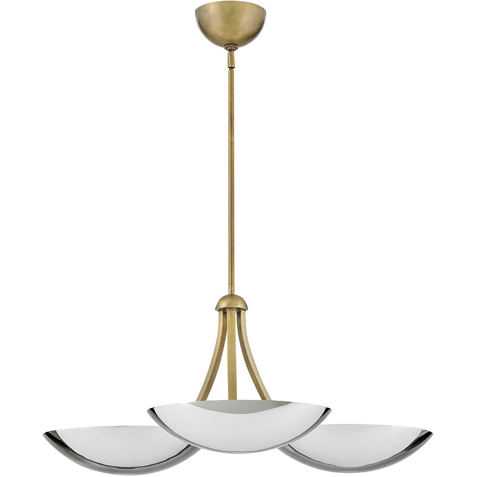 Glenn 3 Light 36 inch Heritage Brass with Chrome Chandelier Ceiling Light