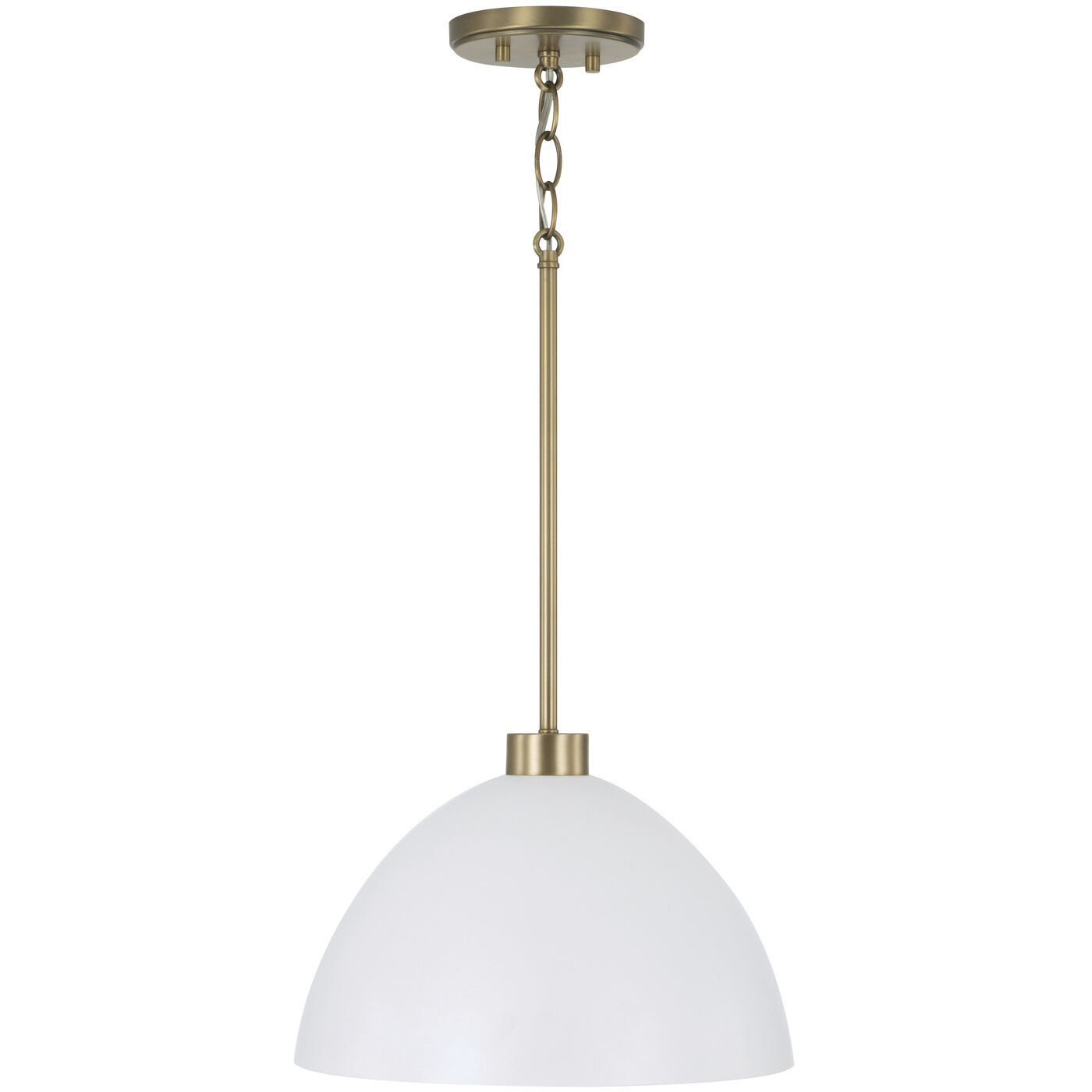 Ross 1 Light 13 inch Aged Brass Pendant Ceiling Light in Matte White