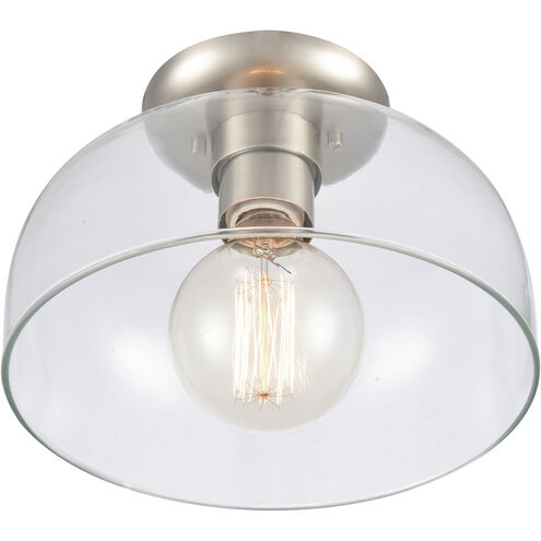 Brewer 1 Light 10 inch Brushed Nickel Semi Flush Mount Ceiling Light in Clear