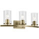 Crosby 3 Light 23 inch Natural Brass Bath Light Wall Light