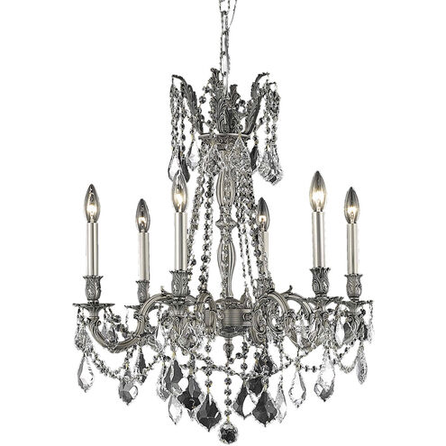 Rosalia 6 Light 23 inch Pewter Dining Chandelier Ceiling Light in Clear, Royal Cut