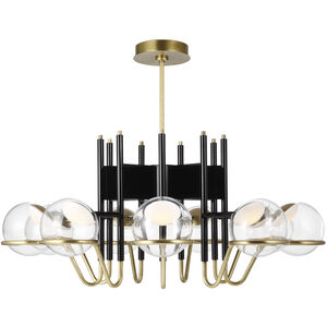 Avroko Crosby LED 38 inch Glossy Black/Natural Brass Chandelier Ceiling Light, Large