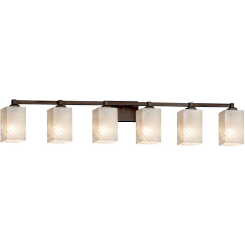 Fusion 6 Light 49 inch Matte Black Vanity Light Wall Light in Square with Flat Rim, Incandescent, Caramel Fusion