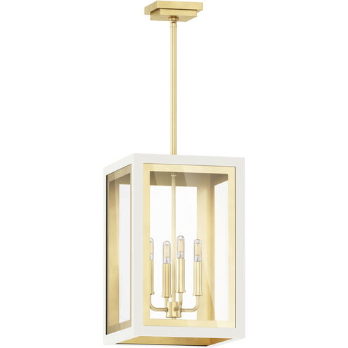 Neoclass 4 Light 12 inch White/Gold Outdoor Pendant in White and Gold